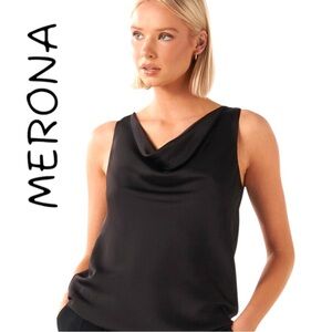Merona Black Sleeveless Cowl Neck Tank Top